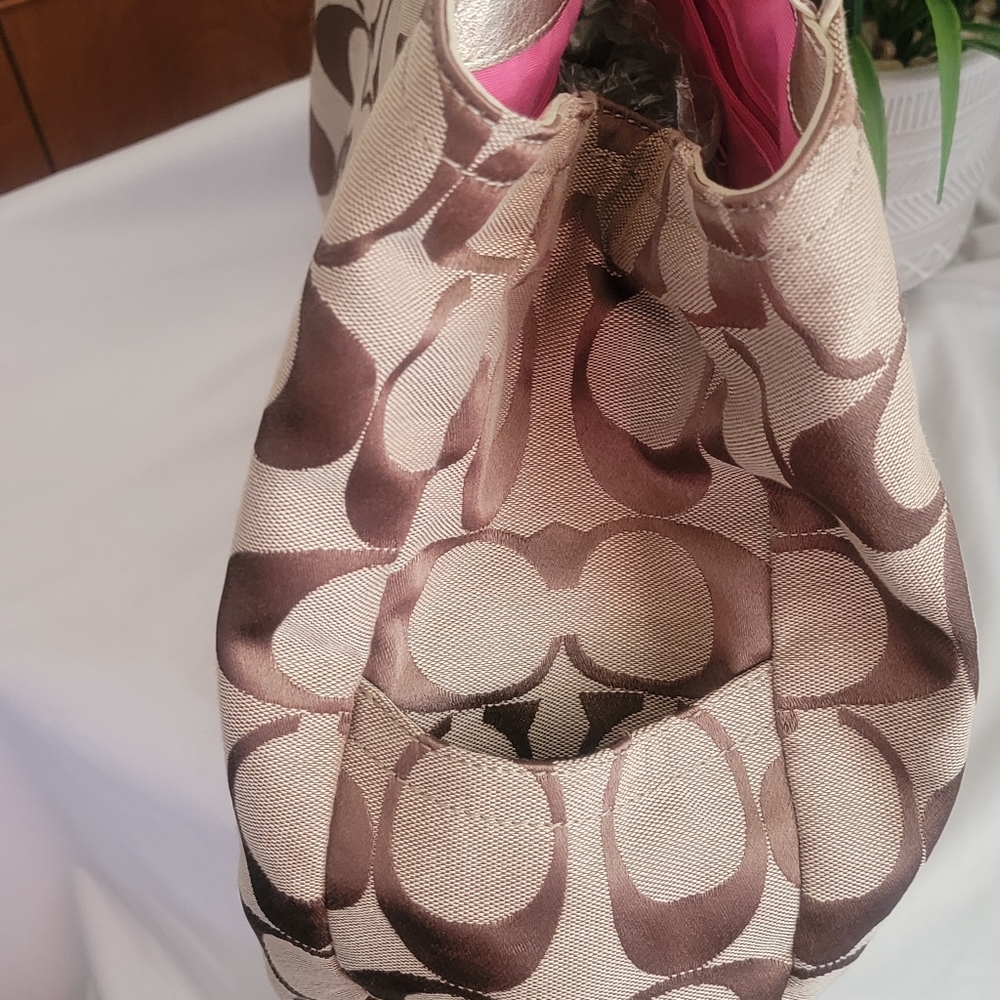 Coach Signature Brown and Pink Tote Bag - Picture 3 of 14